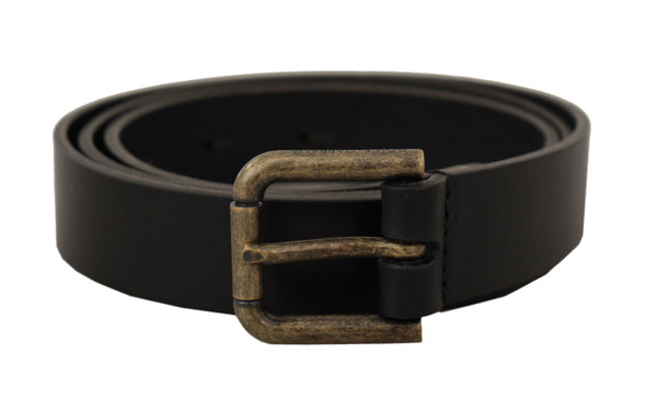 Dolce & Gabbana Black Calf Leather Logo Brass Metal Buckle Belt Dolce & Gabbana Black Calf Leather Logo Brass Metal Buckle Belt