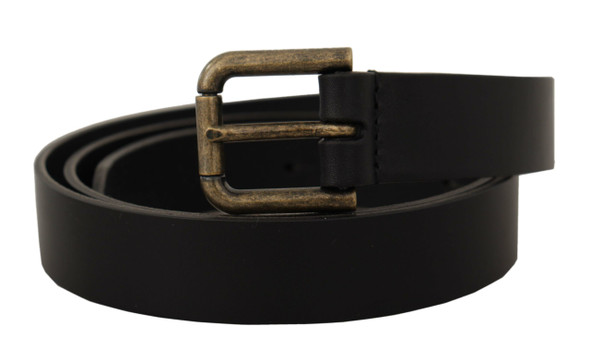 Dolce & Gabbana Black Calf Leather Logo Brass Metal Buckle Belt Dolce & Gabbana Black Calf Leather Logo Brass Metal Buckle Belt