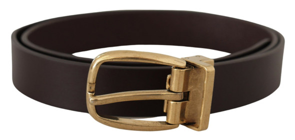Dolce & Gabbana Dark Brown Calf Leather Gold Tone Metal Buckle Dolce & Gabbana Dark Brown Calf Leather Gold Tone Metal Buckle