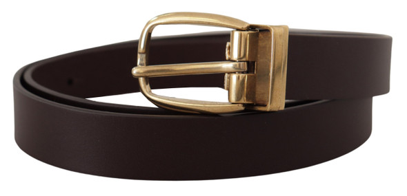 Dolce & Gabbana Dark Brown Calf Leather Gold Tone Metal Buckle Dolce & Gabbana Dark Brown Calf Leather Gold Tone Metal Buckle