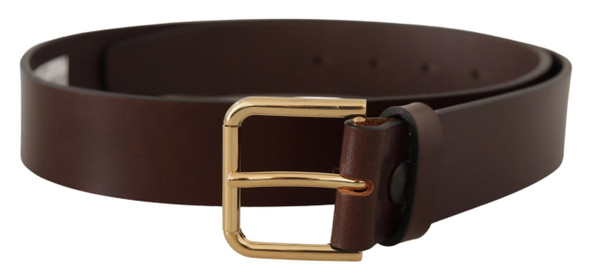 Dolce & Gabbana Brown Plain Calf Leather Gold Tone Buckle Belt Dolce & Gabbana Brown Plain Calf Leather Gold Tone Buckle Belt