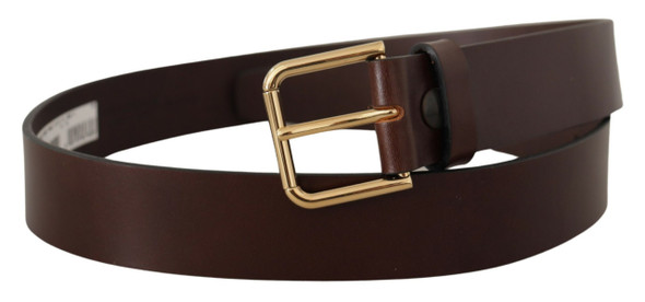 Dolce & Gabbana Brown Plain Calf Leather Gold Tone Buckle Belt Dolce & Gabbana Brown Plain Calf Leather Gold Tone Buckle Belt