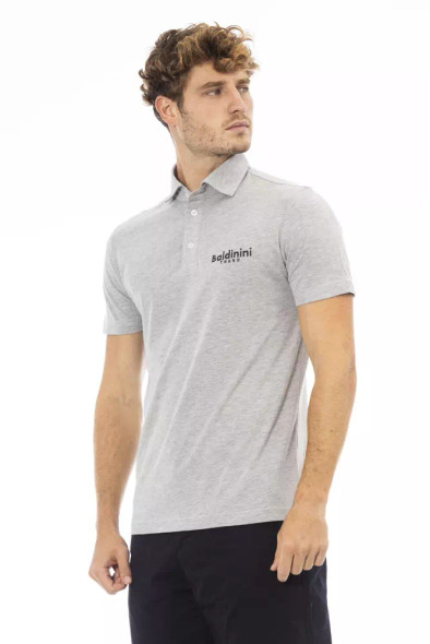 Baldinini Trend Gray Cotton Men Polo Baldinini Trend Gray Cotton Men Polo