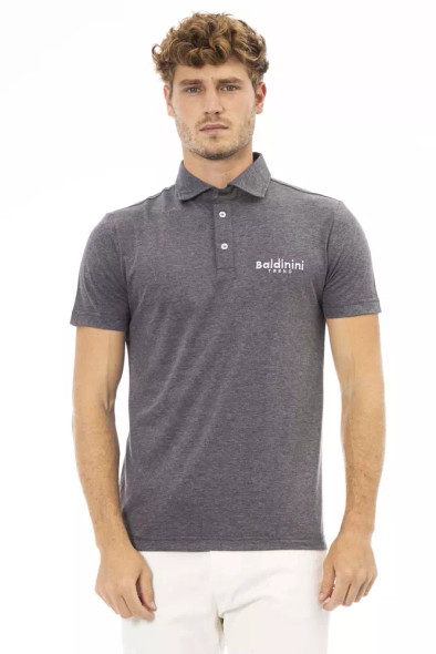 Baldinini Trend Gray Cotton Men Polo Shirt Baldinini Trend Gray Cotton Men Polo Shirt