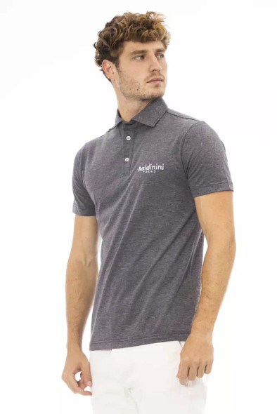 Baldinini Trend Gray Cotton Men Polo Shirt Baldinini Trend Gray Cotton Men Polo Shirt