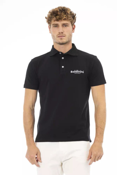 Baldinini Trend Black Cotton Men Polo Shirt BA-23741 Baldinini Trend Black Cotton Men Polo Shirt BA-23741