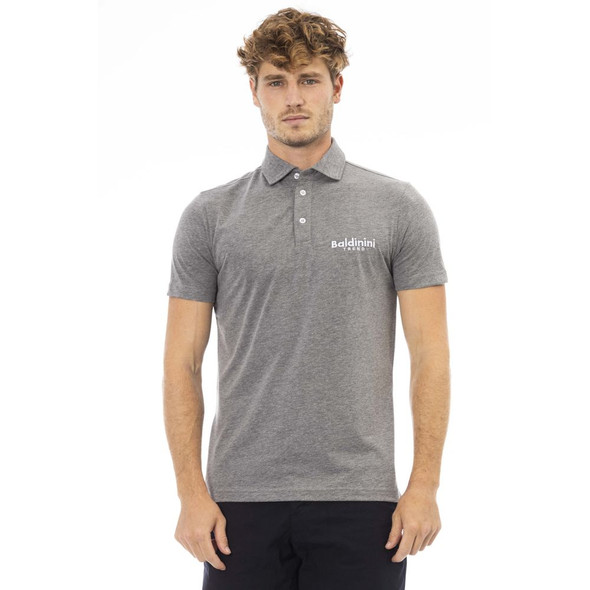 Baldinini Trend Gray Cotton Men Polo BA-23740 Baldinini Trend Gray Cotton Men Polo BA-23740