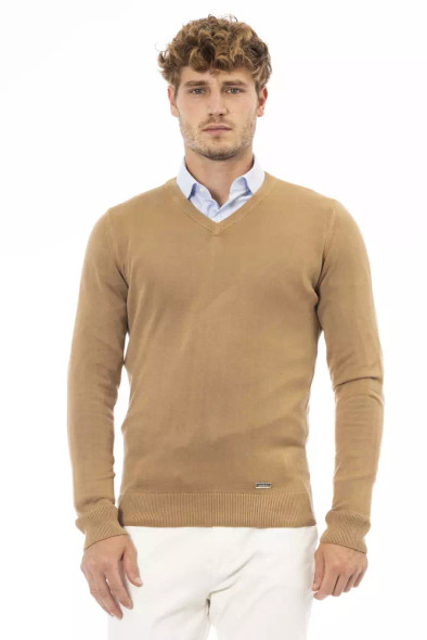 Baldinini Trend Beige Modal Men Sweater BA-23672 Baldinini Trend Beige Modal Men Sweater BA-23672