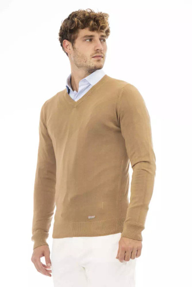 Baldinini Trend Beige Modal Men Sweater BA-23672 Baldinini Trend Beige Modal Men Sweater BA-23672