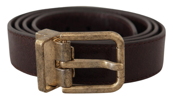 Brown Calf Leather Vintage Logo Metal Buckle Belt Brown Calf Leather Vintage Logo Metal Buckle Belt
