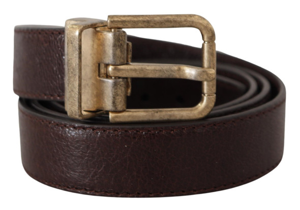 Dolce & Gabbana Brown Calf Leather Vintage Logo Metal Buckle Belt Dolce & Gabbana Brown Calf Leather Vintage Logo Metal Buckle Belt