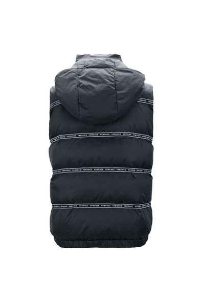 Elegant Black Logo Band Vest with Detachable Hood Elegant Black Logo Band Vest with Detachable Hood