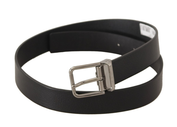 Black Plain Leather Silver Tone Metal Buckle Belt Black Plain Leather Silver Tone Metal Buckle Belt