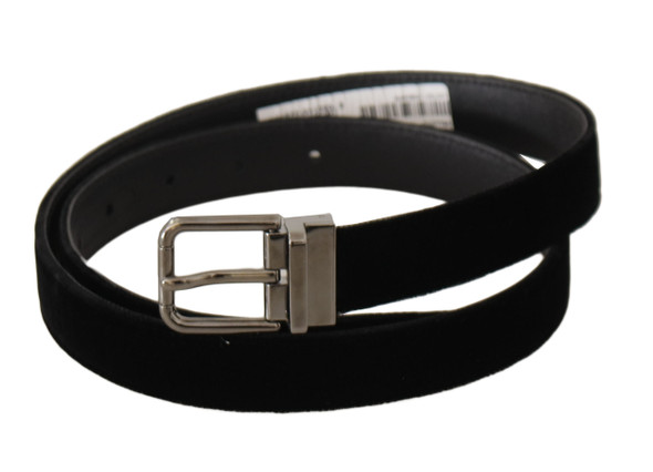 Black Classic Velvet Logo Engraved Metal Buckle Belt Black Classic Velvet Logo Engraved Metal Buckle Belt