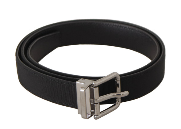 Dolce & Gabbana Black Canvas Leather Silver Metal Buckle Belt Dolce & Gabbana Black Canvas Leather Silver Metal Buckle Belt