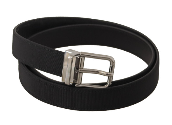 Dolce & Gabbana Black Canvas Leather Silver Metal Buckle Belt Dolce & Gabbana Black Canvas Leather Silver Metal Buckle Belt