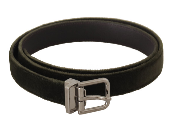 Green Velvet Silver Tone Metal Buckle Belt Green Velvet Silver Tone Metal Buckle Belt