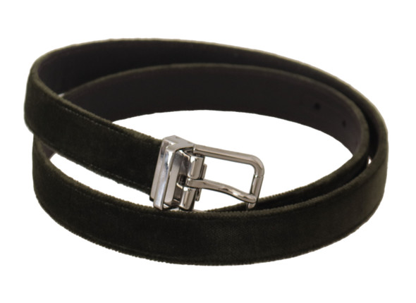 Green Velvet Silver Tone Metal Buckle Belt Green Velvet Silver Tone Metal Buckle Belt