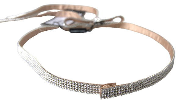 Beige Silk Clear Crystal Bow Waist Belt Beige Silk Clear Crystal Bow Waist Belt