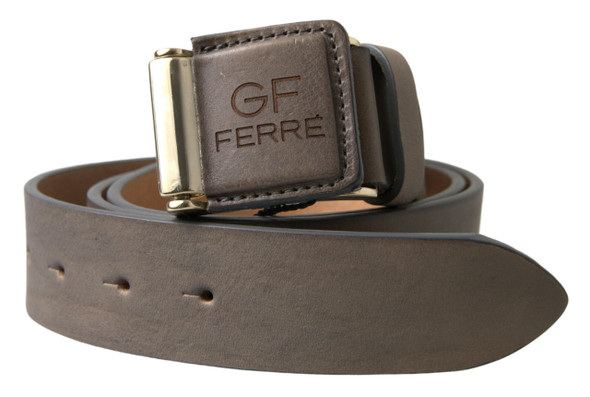 Brown Leather Fashion Logo Buckle Waist Belt Brown Leather Fashion Logo Buckle Waist Belt