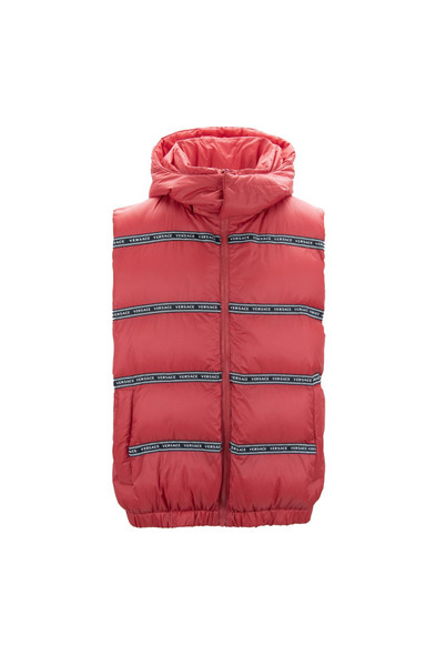 Elegant Red Versace Logo Vest with Detachable Hood Elegant Red Versace Logo Vest with Detachable Hood