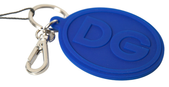 Blue Rubber DG Logo Silver Brass Metal Keyring Keychain Blue Rubber DG Logo Silver Brass Metal Keyring Keychain