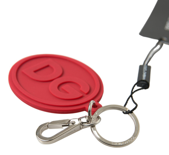 Red Rubber DG Logo Silver Brass Metal Keyring Keychain Red Rubber DG Logo Silver Brass Metal Keyring Keychain