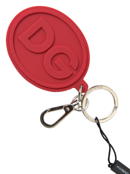 Red Rubber DG Logo Silver Brass Metal Keyring Keychain Red Rubber DG Logo Silver Brass Metal Keyring Keychain
