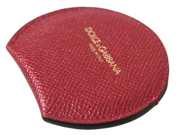 Red Calfskin Leather Round Hand Mirror Holder Red Calfskin Leather Round Hand Mirror Holder