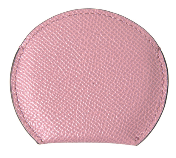 Pink Calfskin Leather Round Logo Print Hand Mirror Holder SMY101208 Pink Calfskin Leather Round Logo Print Hand Mirror Holder SMY101208