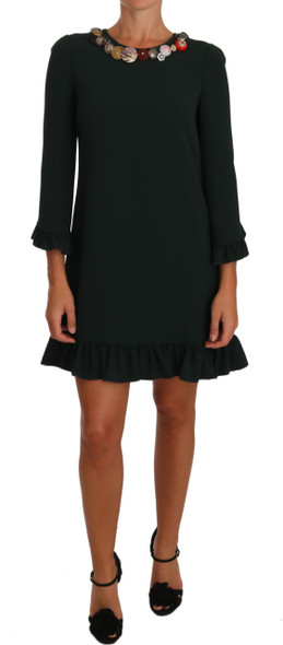 Dolce & Gabbana Green Stretch A-Line Short Crystal Dress Dolce & Gabbana Green Stretch A-Line Short Crystal Dress