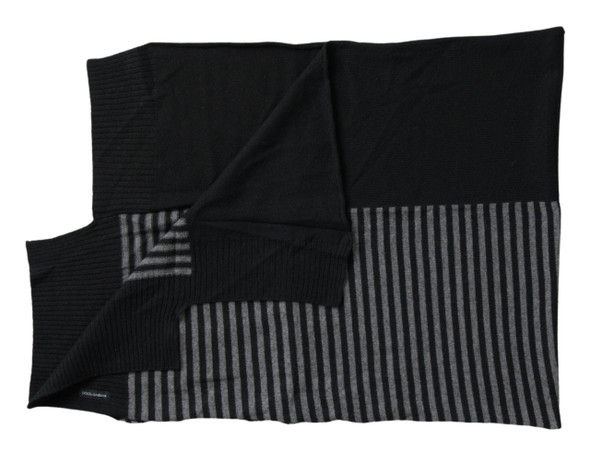 Black Gray Stripe Wool Neck Wrap Shawl Scarf Black Gray Stripe Wool Neck Wrap Shawl Scarf