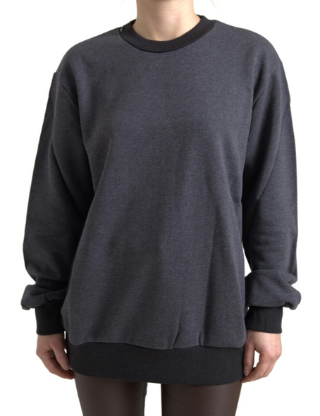 Dark Gray Cotton Crew Neck Pullover Sweater Dark Gray Cotton Crew Neck Pullover Sweater