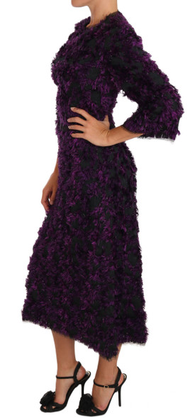 Dolce & Gabbana Purple Fringe Midi Sheath Dress Dolce & Gabbana Purple Fringe Midi Sheath Dress