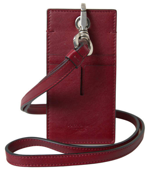 Red Leather Lanyard Logo Slim Card Holder Men Wallet Red Leather Lanyard Logo Slim Card Holder Men Wallet