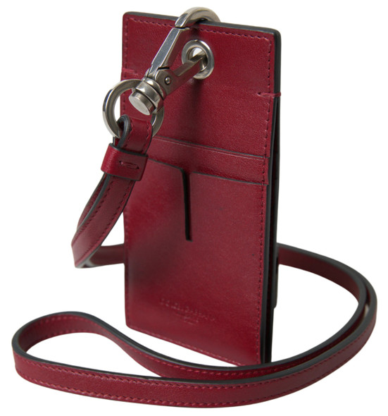 Red Leather Lanyard Logo Slim Card Holder Men Wallet Red Leather Lanyard Logo Slim Card Holder Men Wallet