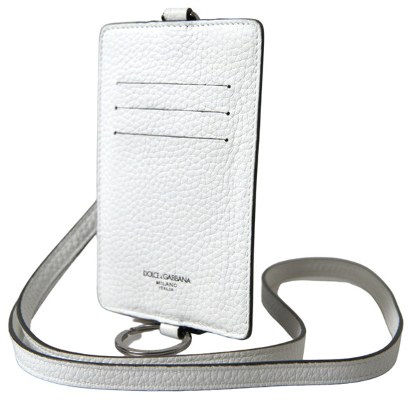 Dolce & Gabbana White Leather Lanyard Logo Card Holder Men Wallet Dolce & Gabbana White Leather Lanyard Logo Card Holder Men Wallet