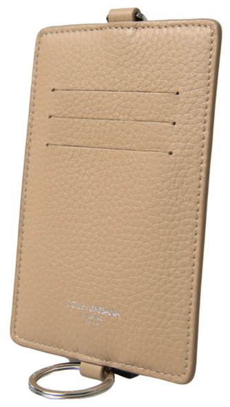 Beige Leather Lanyard Logo Card Holder Men Wallet Beige Leather Lanyard Logo Card Holder Men Wallet