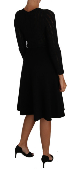 Dolce & Gabbana Black Knitted Wool Sheath Long Sleeves Dress Dolce & Gabbana Black Knitted Wool Sheath Long Sleeves Dress