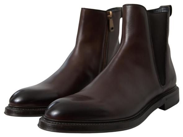 Dolce & Gabbana Brown Leather Chelsea Mens Boots Shoes Dolce & Gabbana Brown Leather Chelsea Mens Boots Shoes