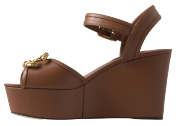 Brown Leather AMORE Wedges Sandals Shoes Brown Leather AMORE Wedges Sandals Shoes