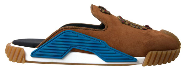 Brown Suede Crown Logo NS1 Slides Sandals Brown Suede Crown Logo NS1 Slides Sandals