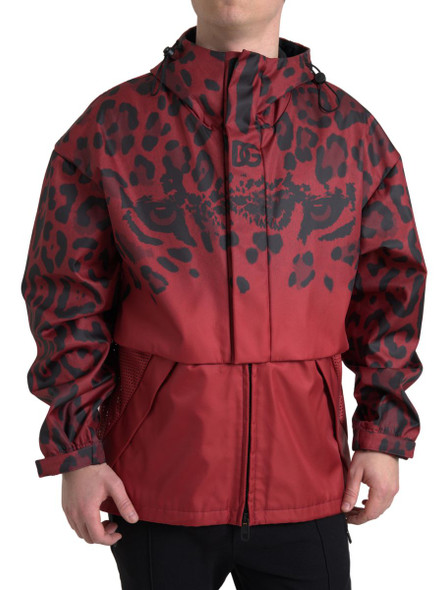 Dolce & Gabbana Red Leopard Hooded Rain Coat Jacket Dolce & Gabbana Red Leopard Hooded Rain Coat Jacket