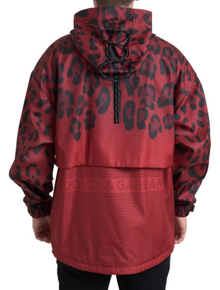 Dolce & Gabbana Red Leopard Hooded Rain Coat Jacket Dolce & Gabbana Red Leopard Hooded Rain Coat Jacket