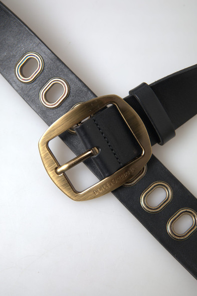 Dolce & Gabbana Black Leather Gold Metal Buckle Men Belt BEL9024 Dolce & Gabbana Black Leather Gold Metal Buckle Men Belt BEL9024
