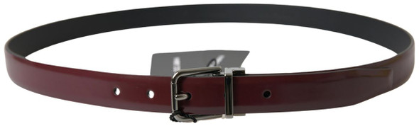 Bordeaux Leather Silver Metal Buckle Belt Bordeaux Leather Silver Metal Buckle Belt