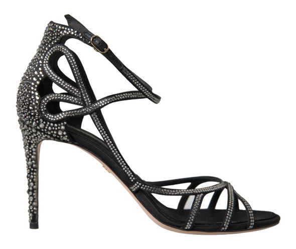 Dolce & Gabbana Rhinestone Stiletto Sandal Satin Shoes Dolce & Gabbana Rhinestone Stiletto Sandal Satin Shoes