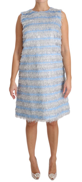 Dolce & Gabbana Light Blue Silver Shift Gown Dress Dolce & Gabbana Light Blue Silver Shift Gown Dress