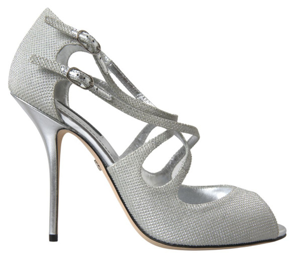 Dolce & Gabbana Silver Shimmers Sandals Heel Pumps Shoes Dolce & Gabbana Silver Shimmers Sandals Heel Pumps Shoes
