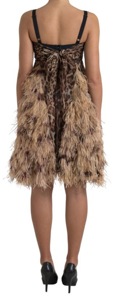 Brown Leopard Feather Chiffon Sleeveless Dress Brown Leopard Feather Chiffon Sleeveless Dress